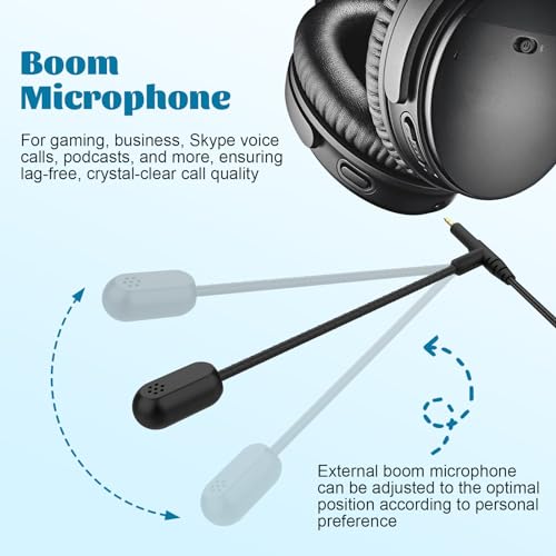 QC35 Microphone Compatible with Bose QC25, QC35, QC35 II, QC45, NC700 Headphones, Boom Gaming Microphone Cable with Mute and Volume Control for PS4, PS5, PC, Laptop, Xbox One Controller, 6ft