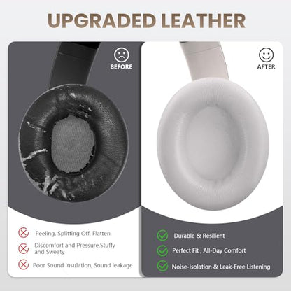 Studio Pro Headphone Ear Pads, Replacement Earpads/Cushions for Beats Studio Pro, with Premium Protein Leather, Resilient Memory Foam, Added Thickness - color: Sandstone