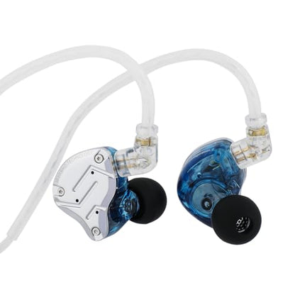 Linsoul KZ ZS10 Pro, 4BA+1DD 5 Driver in Ear Monitor, HiFi Wired Earbuds, Gaming Earbuds, Hybrid IEM Earphones with Stainless Steel Faceplate, Detachable Cable for Musician (with Mic, Blue) - color: Blue, style: With Mic