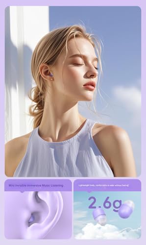 M-LID YH8 Invisible Sleep Earbuds Bluetooth 5.4 – Ultra-Mini Soft Silicone Wireless Earbuds for Side Sleepers, Hidden in-Ear Design, Noise-Reducing Comfort Fit, Hi-Fi Sound, Charging Case