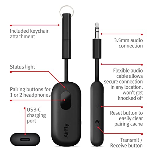 Twelve South AirFly Pro, Bluetooth Wireless Audio Transmitter, Black - color: Black, style: AirFly Pro