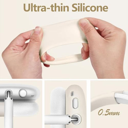 3-in-1 Silicone Case Cover for AirPods Max 2/AirPods Max Headphones, Apple AirPod Max Accessory Protective Cover, Headband/Ear Cups/Ear Pad Covers, Anti-Scratch and Sweatproof (All Starlight) - color: All starlight