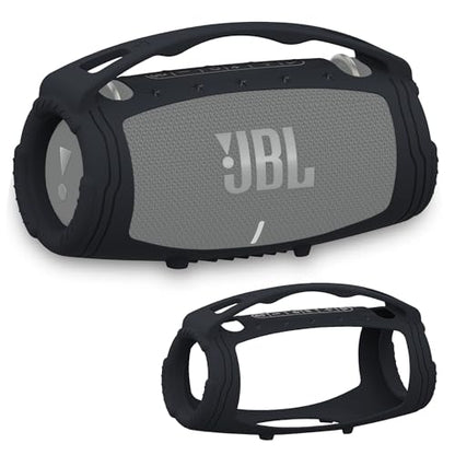 Silicone Cover Case for JBL Xtreme 3 Portable Bluetooth Speaker | Soft Skin Sleeve Protective Carrying Case for JBL Xtreme 3 with Handle, Shockproof and Anti-Scratch Cover (Black) - color: Black