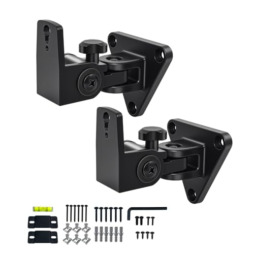 Speaker Wall Mount,Swivel and Tilt,Holds up to 30lbs,2 Packs | All Aluminum Wall Speaker Mount for Small Speakers, Easy DIY Assembly,DX-818,Black