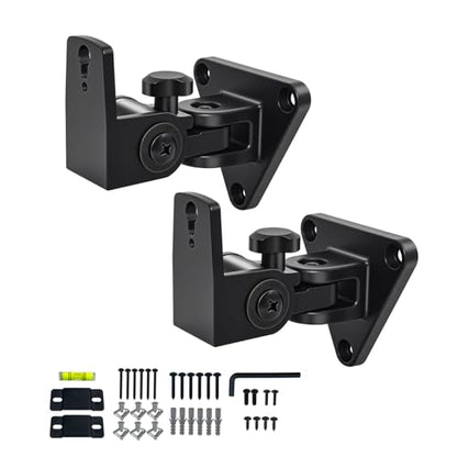 Speaker Wall Mount,Swivel and Tilt,Holds up to 30lbs,2 Packs | All Aluminum Wall Speaker Mount for Small Speakers, Easy DIY Assembly,DX-818,Black