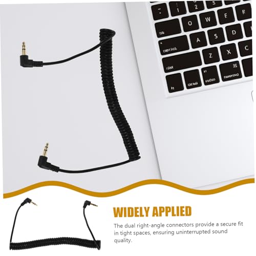 MERRYHAPY Coiled 3.5mm Audio Cord Extension with Right Angle Ends