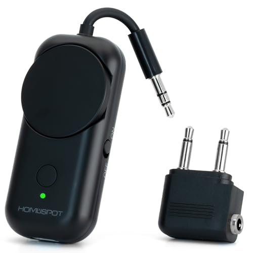 Bluetooth 5.3 Airplane Adapter, Rotary Volume, aptX Low Latency & Adaptive, 25 Hrs, Use with Any 3.5mm Jack on Airplanes, TVs, Car, Gym, Ideal for AirPods, Headphones and More, Black - color: Black