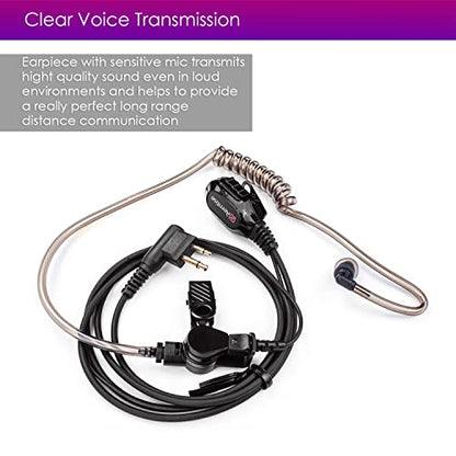 Acoustic Tube Earpiece with Mic for Motorola Walkie Talkies, Surveillance Headset and PTT Compatible with Motorola 2 Way Radios BPR40/CP/CLS/DTR/PR/RDU/RMU Series (Black) - color: Earset-Black