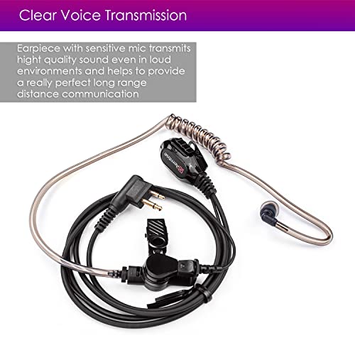 Acoustic Tube Earpiece with Mic for Motorola Walkie Talkies, Surveillance Headset and PTT Compatible with Motorola 2 Way Radios BPR40/CP/CLS/DTR/PR/RDU/RMU Series (Black) - color: Earset-Black1