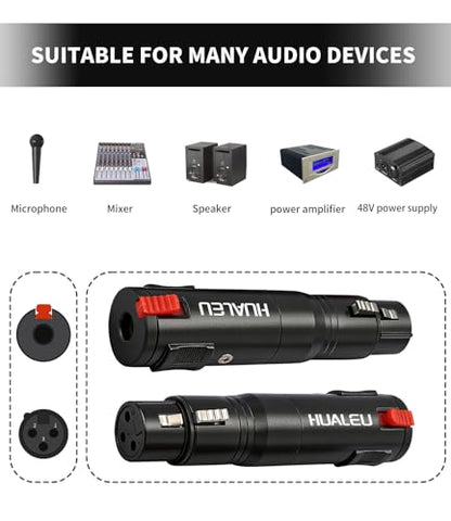 Lockable 1/4 TRS Female to 3Pin XLR Female Audio Adapter, Balance 6.35mm to XLR Adapter for Microphones, Mixing Consoles, and Power amplifiers-2 Pack-Black - color: black