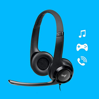 Logitech USB Headset Bundle | For Calls, Meetings & Communication | Includes Microphone + Microfiber Cloth