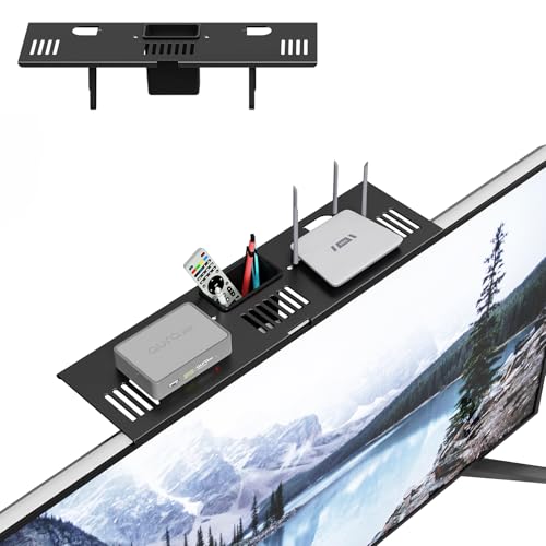 CABTE Adjustable Steel TV Top Shelf, Floating TV Stand | Universal Monitor Shelf for Soundbar, Game Console, Cable Box, Router Shelves (16.93x4.72inch with 1 Boxes) - style: 16.93x4.72inch with 1 Boxes