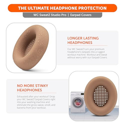 WC SweatZ Studio Pro - Patented Silicone Earpad Covers for Beats Studio Pro | Made by Wicked Cushions | Sweatproof & Easily Washable | Dune - color: Dune