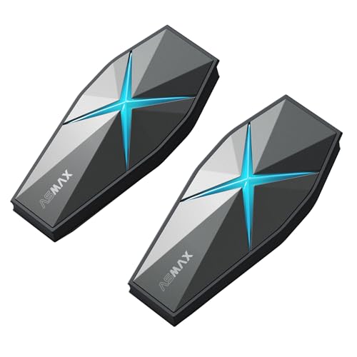 ASMX F1s Motorcycle Bluetooth Headset with Smart Voice Control, 10 Riders Mesh Helmet Communication Systems, ENC/APP FOTA/Audio Multitasking/No-Magnet Mount, 5mi Intercom for Snowmobile/ATV, 2 Pack - color: F1s Gray-2 Pack