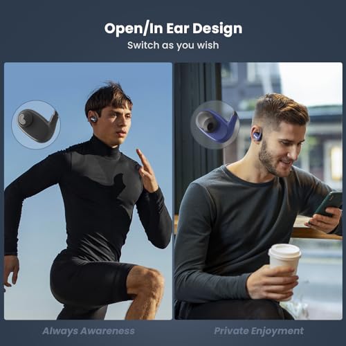 BASN AirS1 Air Conduction Headphones Open-Ear Bluetooth 5.3 Earbuds, Wireless ENC Sport Earphones with 16.2mm Driver, IPX5 Waterproof Headsets for Running,Cycling,Workout (Blue)