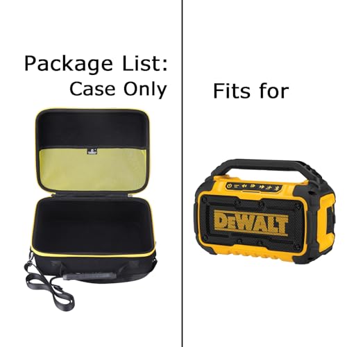 Tourmate Hard Case applicable DEWALT Bluetooth Speaker,Travel Case for 20V MAX Speaker, DCR010 100 ft Range Speaker Storage Box (Only Box) (Black + Yellow)
