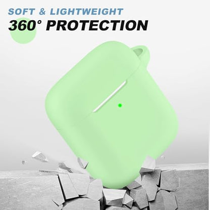 for AirPods Case Cover, Come with Clean Pen，Soft Silicone Protective Cover for Women Men Compatible with Apple AirPods 2nd 1st Generation Charging Case, Front LED Visible,Glow Green - color: B8-Luminous Green