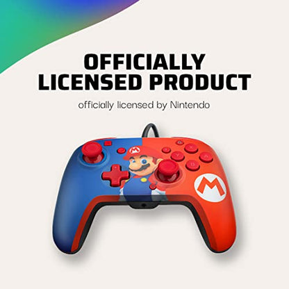 PDP REMATCH Enhanced Wired Power Nintendo Switch Pro Controller, Officially Licensed Switch Lite/OLED Compatible Gamepad, Customizable Programmable Buttons, Super Mario Power Pose (Red & Blue) - color: Red & Blue Mario