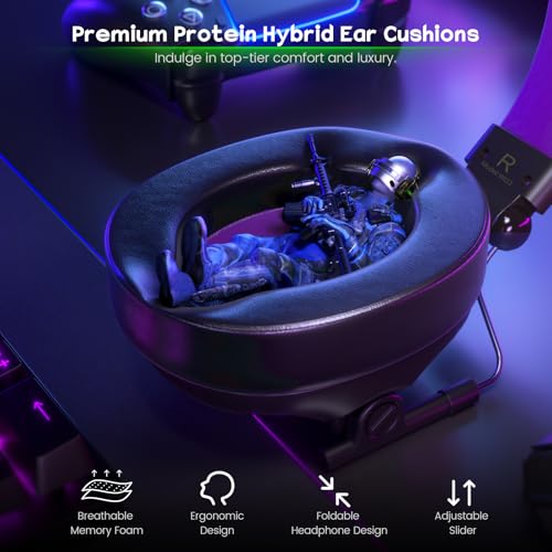 WESEARY Wired Gaming Headset for Xbox, PS5, PS4, Switch, PC, Mobile, Surround Sound Gaming Headphones with ENC Noise-Canceling Mic, 50mm Drivers, Soft Memory Foam Earcups, Comfortable Durable Design