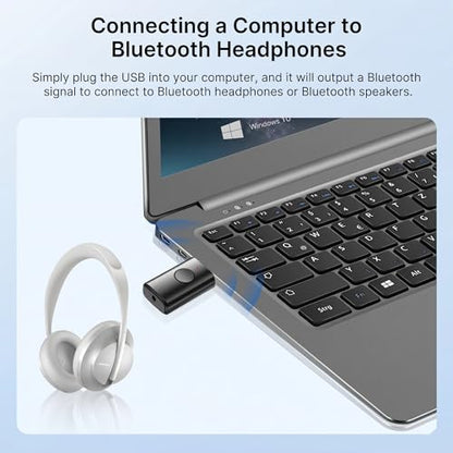AUX Bluetooth Adapter for Car, 2-in-1 Wireless Audio Receiver and Transmitter, Bluetooth 6.0 to 3.5mm Dongle with Noise-Canceling Mic for Home Stereo, TV, PC, USB Powered