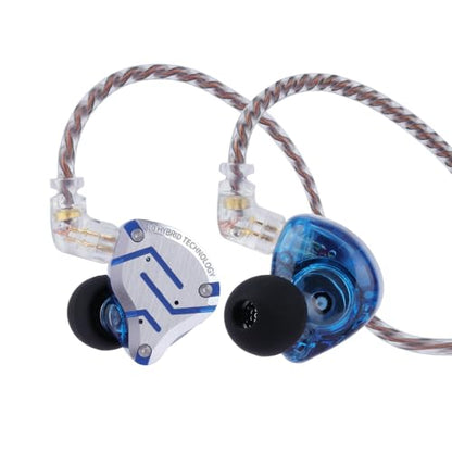 Linsoul KZ ZS10 Pro, 4BA+1DD 5 Driver in Ear Monitor, HiFi Wired Earbuds, Gaming Earbuds, Hybrid IEM Earphones with Stainless Steel Faceplate, Detachable Cable for Musician(with Mic, Glare Blue) - color: Glare Blue, style: With Mic