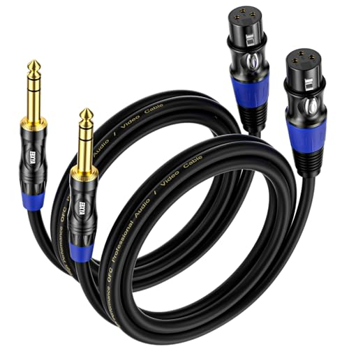 EBXYA 3ft 2Pack 1/4 TRS 6.35mm to 3Pin XLR Balanced Female Audio Cable | Double Shielded, Bend-Resistant, for Studio, Mixers, Guitars - size: 3 feet-2 Pack, style: TRS to XLR Female