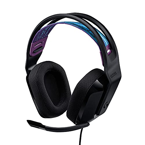 Logitech G335 Wired Gaming Headset, with Flip to Mute Microphone, 3.5mm Audio Jack, Memory Foam Earpads – Black & 05 Lightspeed Wireless Gaming Mouse, Hero 12K Sensor, 12,000 DPI, Lightweight - Black