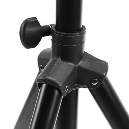 Amazon Basics Adjustable Height Tripod Speaker Stand, Sturdy Steel, Holds up to 99.2 lbs, 52" to 73", Black