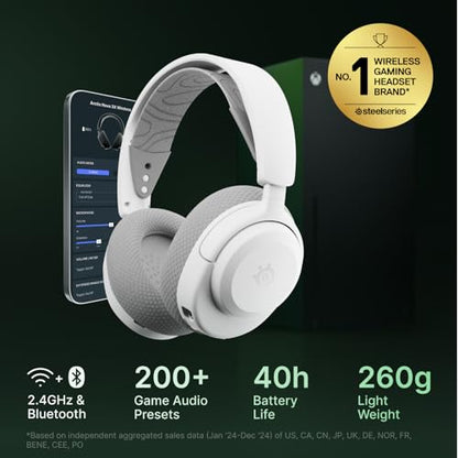 SteelSeries Arctis Nova 3X Wireless Multi-Platform Gaming Headset — Mobile App Control — 40 HR Battery — Neodymium Magnetic Drivers — 2.4GHz/Bluetooth — Xbox, PS5, PC, Switch, Mobile — White - color: White, style: Xbox|Switch|PC