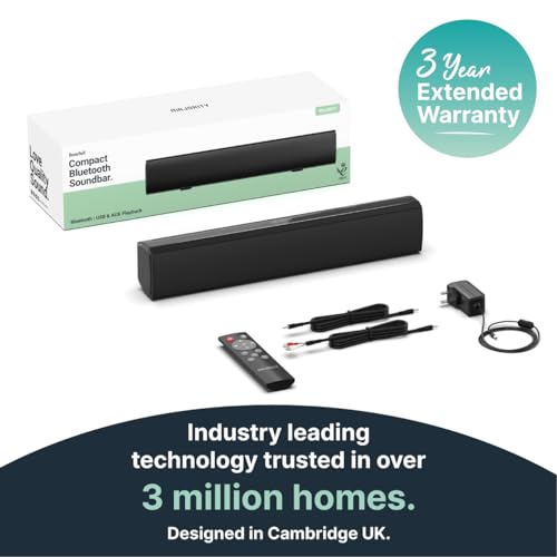 Majority 15 Inch White Soundbar for TV, Bluetooth Sound Bar 50 Watts, Home Audio Speaker, Small PC Soundbar Speaker | AUX, RCA, Optical, USB | Gaming, Music, Movies | Bowfell