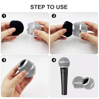 Microphone Head Replace, Steel Mesh Mic Grille Heads, Grille Mic Ball Replacement with Inner Foam, Fits for SM58, SM58S, SM58LC, BETA58 Windscreen Cover (Red, 1 pcs) - color: Red, size: 1 pcs