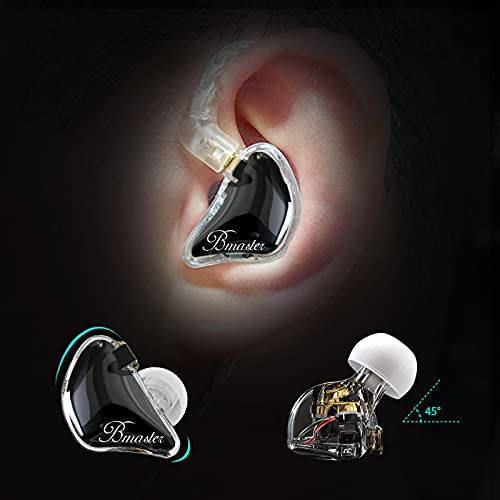 BASN Bmaster Triple Drivers in Ear Monitor Headphone (Black) | sound isolation iem with two detachable mmcx cables,carrying kit fit, ideal for audio engineer musician - color: Black