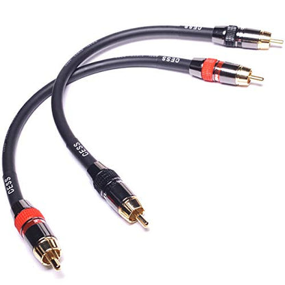 CNCESS CESS-163-8i Low Noise 12 Gauge Premium RCA Audio Line Patch Cable (8 Inches) - size: 8 inches