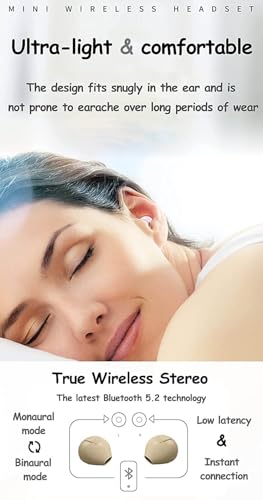 Invisible Earbuds Small Mini Wireless Bluetooth Earpiece Phone Discreet Earbud for Music, Home, Work
