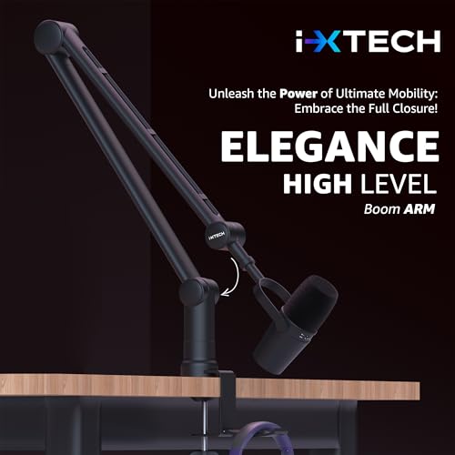 IXTECH Microphone Boom Arm with Desk Mount, 360° Rotatable, Adjustable and Foldable Scissor Mounting for Podcast, Video Gaming, Radio and Studio Audio, Sturdy and Universal - Elegance Model - color: ELEGANCE