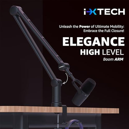 IXTECH Microphone Boom Arm with Desk Mount, 360° Rotatable, Adjustable and Foldable Scissor Mounting for Podcast, Video Gaming, Radio and Studio Audio, Sturdy and Universal - Elegance Model - color: ELEGANCE