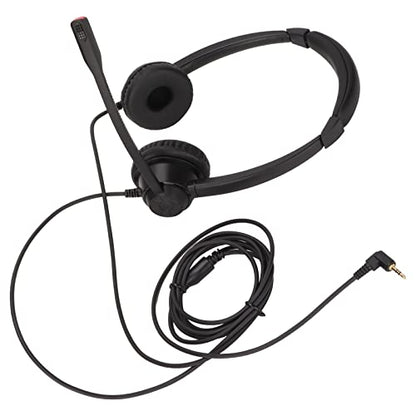 H390D - 2.5 Office Headset, 2.5mm Business Headset with Noise Cancelling Microphone, Dual Ear Telephone Headphone for Phone Sales Hospitals Banks, Comfortable Binaural Customer Ser