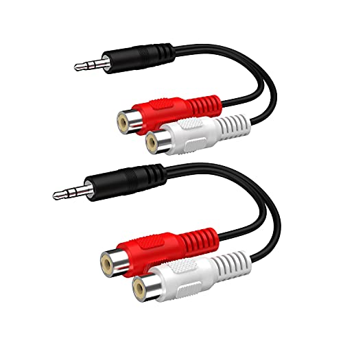 GRLRCR 8 Inches 3.5mm Male to 2 RCA Female Jack Stereo Audio Y Cable Adapter for Smartphones, Tablets, MP3, Home Theater, HDTV, Gaming Consoles, Hi-Fi Systems and More(2 Pack) - size: 3.5mm Male to 2 RCA Female