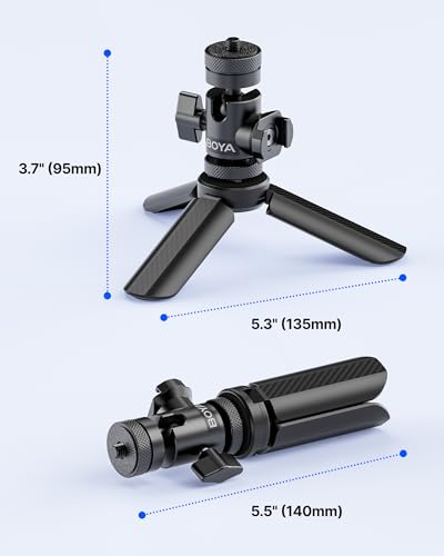 BOYA Magic Tripod Stand for Desktop Microphone with Non-slip Rubber Feet, Foldable Desk Mic Stand for Gaming, Podcasting, Meetings, Chatting