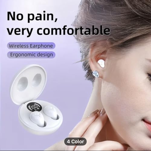 Invisible Wireless Earbuds for Sleep & Work, Mini Noise-Reducing Bluetooth Earphones, Comfortable in-Ear Design with Charging Case - color: Purple