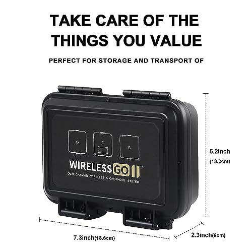 Liyirui Wireless Lavalier Mic Case for Wireless GO II Dual Channel | Wireless Lavalier Microphone Storage Case,with Foam,Compact Digital Wireless Microphone,Waterproof Safety Box