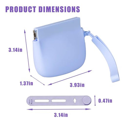 2-Pack Silicone Earbud & Cable Organizer Case with 2 Cord Winders, Pop-Open Storage Box for Headphones, Charging Cords, Small Accessories, Coin Purse – Blue & Purple