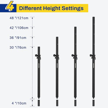 Vondynote Set of 2 Subwoofer Poles Fit M20 or 35mm Mount, Speaker Extender | Height Adjustable Speaker Poles with 35mm Insert, Fit Subs with M20 Thread or 35mm Mount, with M20 to 35mm Adapters