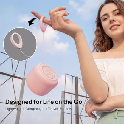 Bobtot Portable Bluetooth Speakers Mini Speaker with Strap Easy to Carry | Wireless IPX5 Waterproof with Loud Stereo Sound, 20 Hours Playtime, Rechargeable Battery, Built-In Microphone, Pink - color: Pink