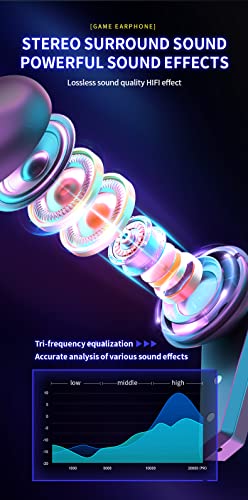 NW HANDA M10 Bluetooth Gaming Headphones True Wireless Earbuds with Bluetooth 5.2 HiFi Stereo Sound Microphone Game/Music Mode LED Light 40ms Ultra Low-Latency 24H Playtime Waterproof Earphones - color: Silver