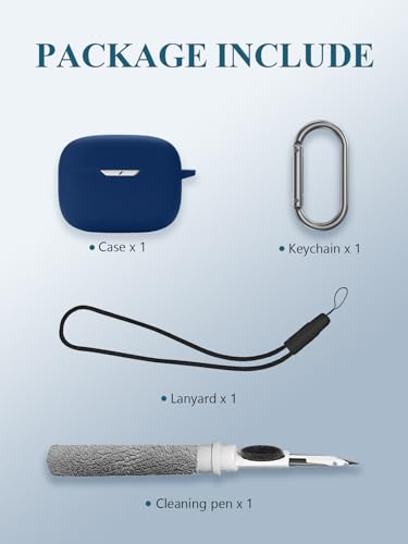 Case for JBL Vibe Beam 2/Vibe Beam - True Wireless Noise Cancelling Earbuds, Soft Silicone Protective Portable Scratch Shock Resistant Shell with Cleaner Kit & Carabiner & Lanyard，，Blue - color: BLUE