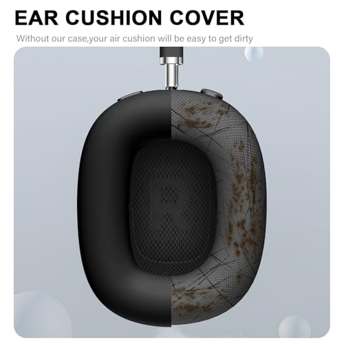 Maxjoy AirPods Max Case, Soft Silicone Ear Cups Cover, Ear Pad Case, Headband Cover, Anti-Scratch Protective Accessories for Apple AirPods Max Headphones, Black - color: Black