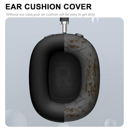 Maxjoy AirPods Max Case, Soft Silicone Ear Cups Cover, Ear Pad Case, Headband Cover, Anti-Scratch Protective Accessories for Apple AirPods Max Headphones, Black - color: Black