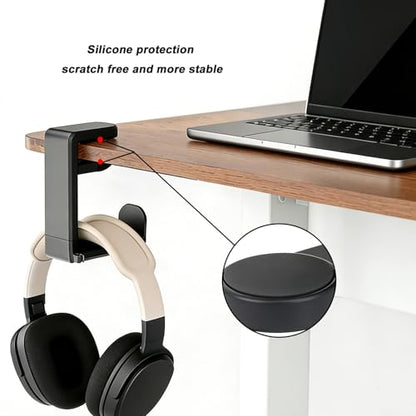 Universal Headphone Hook & Headset Holder, Black | 360° Swivel, Under Desk Hook, Cable Management Clip, Universal Fit - color: Black