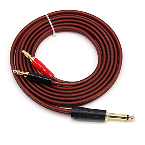6.35mm TS to Banana Plug Audio Cable, Gold-Plated 1/4 TS Wire Cord to Dual 4mm Banana Plugs, OFC HiFi Speaker Wire for DJ Application, Guitars Mixer